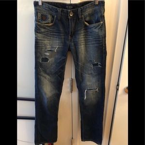 Guess Men’s Lincoln Slim Straight Distressed Jeans
